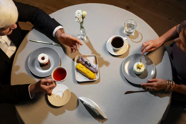 Dessert-with-tea-served-on-a-table-for-business-meeting